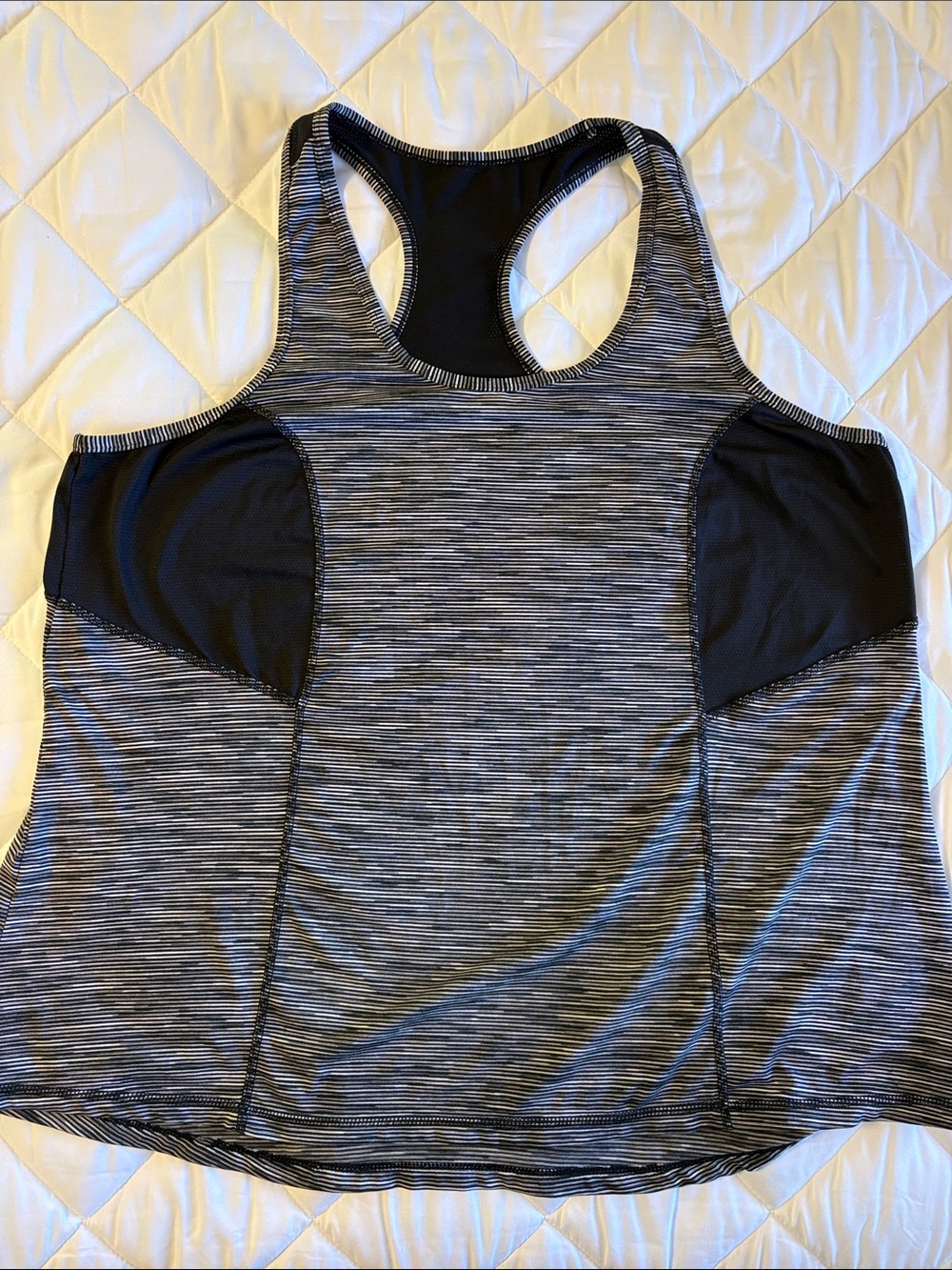 Xersion Women’s Black and Gray Striped Racerback Tank